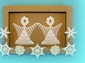 Frame and angels. Paper cutting Royalty Free Stock Photo