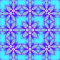 Frame as square geometric pattern, lacy ornamental arabesque in neon blue and indigo