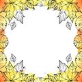 Frame from autumn leaves. Deciduous trees. Maple leaves outline. illustration template for your text.