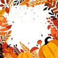 Frame of autumn leaves and pumpkins with place for text. Vector design for Thanksgiving, autumn cards Royalty Free Stock Photo
