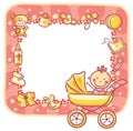 Frame with baby-girl things Royalty Free Stock Photo