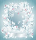 Frame or Background with flowers pearls petals rib Royalty Free Stock Photo
