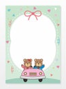 Cute Card Template With Tosca Color And Teddy Bear Vector