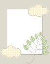Frame badge cloud tree leaves delicate colors vertical Royalty Free Stock Photo