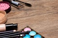 Frame of basic makeup products with copy space Royalty Free Stock Photo