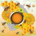 Frame with bees and flowers Royalty Free Stock Photo