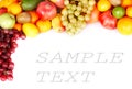 Frame of big group fruit. Royalty Free Stock Photo