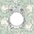 Frame with birds. Floral border Royalty Free Stock Photo