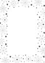 Frame with black hand drawn christmas new year winter doodle icons snowflakes stars