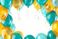 A frame of blue and yellow balloons Royalty Free Stock Photo