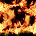 Frame of blurred bright burning hot fire flames against black background Royalty Free Stock Photo
