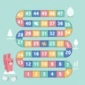 Frame of board Easter game ,Funny frame,cartoon,cute, rabbit,eggs,Vector illustrations. Royalty Free Stock Photo