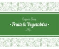 Frame border background pattern green fresh tropical fruits and vegetables