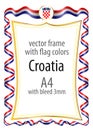 Frame and border with the coat of arms and ribbon with the colors of the Croatia flag