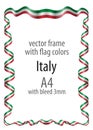 Frame and border with the coat of arms and ribbon with the colors of the Italy flag