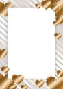 frame, border with golden hearts on a white background Royalty Free Stock Photo