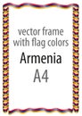 Frame and border of ribbon with the colors of the Armenia flag Royalty Free Stock Photo