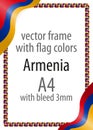 Frame and border of ribbon with the colors of the Armenia flag Royalty Free Stock Photo