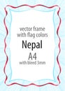 Frame and border of ribbon with the colors of the Nepal flag Royalty Free Stock Photo