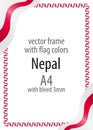 Frame and border of ribbon with the colors of the Nepal flag Royalty Free Stock Photo