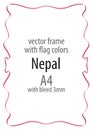 Frame and border of ribbon with the colors of the Nepal flag Royalty Free Stock Photo