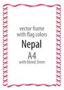 Frame and border of ribbon with the colors of the Nepal flag Royalty Free Stock Photo