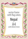 Frame and border of ribbon with the colors of the Nepal flag Royalty Free Stock Photo