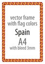 Frame and border of ribbon with the colors of the Spain flag Royalty Free Stock Photo