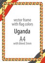 Frame and border of ribbon with the colors of the Uganda flag