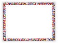 Frame and border of ribbon with flags of all countries of the European Union. 3d illustration