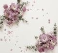 Frame and bouquets of pink flowers