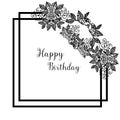 Frame branches leaves, with pattern flowers, for card happy birthday. Vector