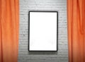 Frame on brick wall and draperies collage Royalty Free Stock Photo