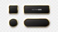 Frame button, golden color set, minimal label message. Vector illustration Royalty Free Stock Photo