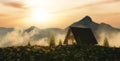 A-frame Cabin home on top of a mountain with beautiful view.