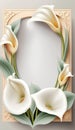 Frame with calla lily flowers on the white background. Vector illustration. Royalty Free Stock Photo