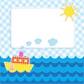 Frame with cartoon ship Royalty Free Stock Photo