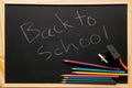 Frame chalkboard texture back to school board display for background. chalk traces erased with copy space for add text or graphic