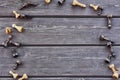 Frame of chess pieces on a rustic wooden background. Flatlay. Copy space Royalty Free Stock Photo