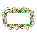 Frame with Christmas candy canes and holly berries Royalty Free Stock Photo