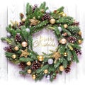 Frame. Christmas decoration. Spruce branches and Christmas-tree decorations. Royalty Free Stock Photo