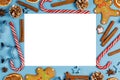 Frame of Christmas gingerbread cookies Royalty Free Stock Photo