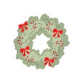 frame christmas wreath cartoon vector illustration Royalty Free Stock Photo