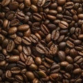 Frame Close up of roasted coffee beans with copy space for text