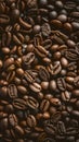 Frame Close up of roasted coffee beans with copy space for text