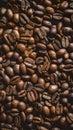 Frame Close up of roasted coffee beans with copy space for text