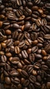Frame Close up of roasted coffee beans with copy space for text
