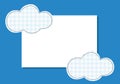 Frame cloud patch suture thread on a blue background