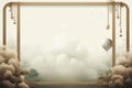 a frame with clouds and a hot air balloon in it Royalty Free Stock Photo