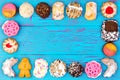 Frame of colorful assorted cookies or biscuits Royalty Free Stock Photo